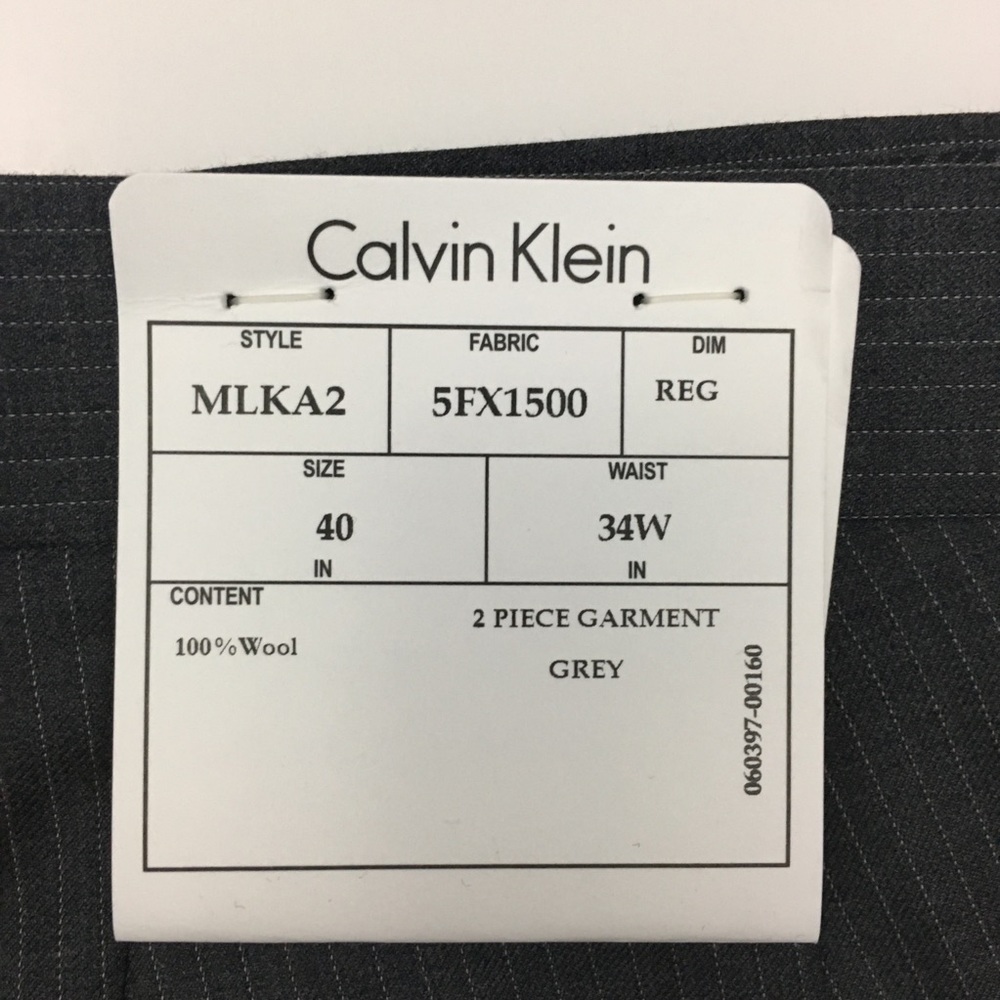 Calvin Klein 40r mens suit 2 piece gray stripes 100% wool 34w new nwt ea0035 - Picture 8 of 8